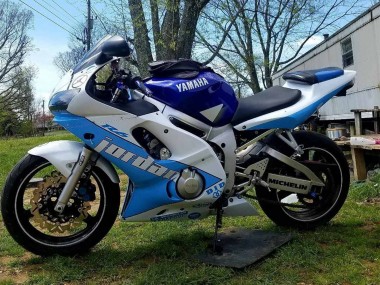 Custom 1998-2002 Yamaha YZF 600 R6 Motorcycle Fairings - White Blue Jordan UK