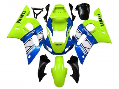 Custom 1998-2002 Yamaha YZF 600 R6 Motorcycle Fairings - Neon Green Blue White Champions UK