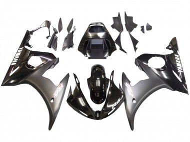 Custom 2006-2009 Yamaha YZF R6S Motorcycle Fairings - Glossy Black Matte Black White Decals UK