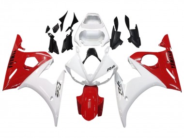 Custom 2003-2004 Yamaha YZF R6 Motorcycle Fairings - White Red UK