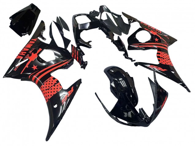 2006-2009 Yamaha YZF R6S Motorcycle Fairing - Glossy Black Red UK