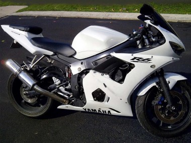 Custom 2003-2004 Yamaha YZF R6 Motorcycle Fairings - White Black Decals UK
