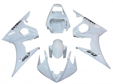 Custom 2003-2004 Yamaha YZF R6 Motorcycle Fairings - White Black Decals UK