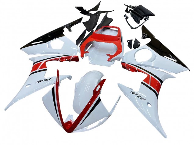 2006-2009 Yamaha YZF R6S Motorcycle Fairings - White Red Glossy Black UK