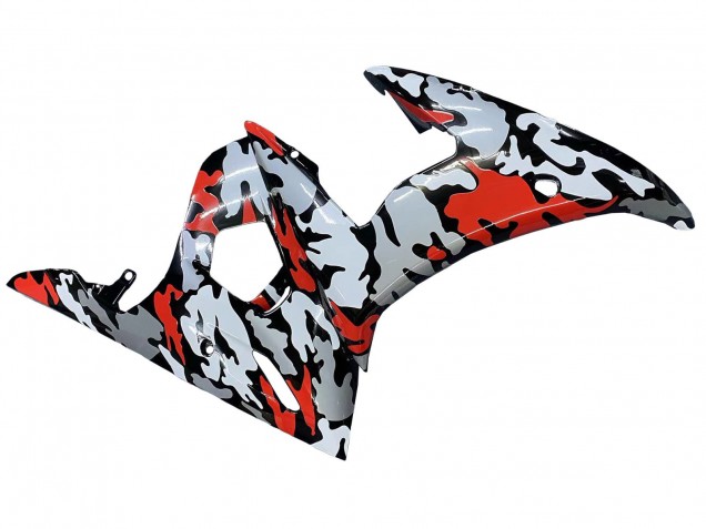 2003-2004 Yamaha YZF R6 Motorcycle Fairings - Black Red Grey Camouflage UK