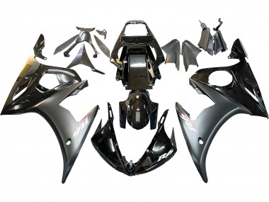Custom 2006-2009 Yamaha YZF R6S Motorcycle Fairings - Glossy Black Matte Black Gold Chameleon UK