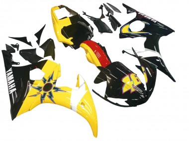 Custom 2005 Yamaha YZF 600 R6 Motorcycle Fairings - Black Yellow Red 46 UK