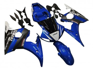 Custom 2005 Yamaha YZF 600 R6 Motorcycle Fairings - Blue White Black Yamalube UK