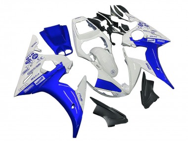 Custom 2005 Yamaha YZF 600 R6 Motorcycle Fairings - White Blue Yamalube UK