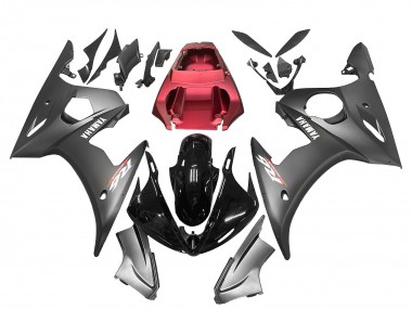 Custom 2005 Yamaha YZF 600 R6 Motorcycle Fairings - Matte Black Glossy Black Grey Red UK