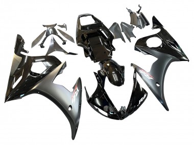 Custom 2005 Yamaha YZF 600 R6 Motorcycle Fairings - Glossy Black Matte Black Gold UK