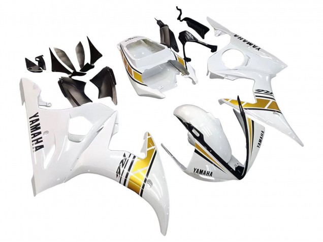 2005 Yamaha YZF 600 R6 Motorcycle Fairings - White Gold Black UK