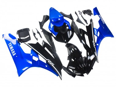 Custom 2006-2007 Yamaha YZF 600 R6 Motorcycle Fairings - Blue Glossy Black UK