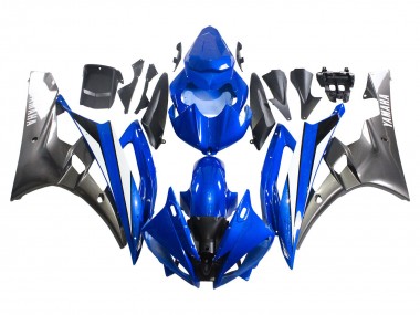 Custom 2006-2007 Yamaha YZF 600 R6 Motorcycle Fairings - Blue White Glossy Black UK