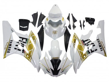 Custom 2006-2007 Yamaha YZF 600 R6 Motorcycle Fairings - White Gold Black Fiat UK