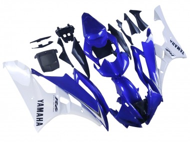 Custom 2006-2007 Yamaha YZF 600 R6 Motorcycle Fairings - White Blue Black UK