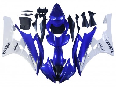 Custom 2006-2007 Yamaha YZF 600 R6 Motorcycle Fairings - White Blue Black UK