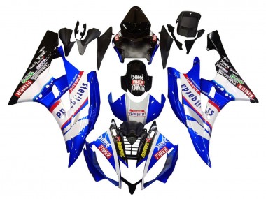 Custom 2006-2007 Yamaha YZF 600 R6 Motorcycle Fairings - White Blue Black Fimer Volvo Yamalube Sterilgarda UK