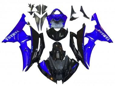 Custom 2008-2016 Yamaha YZF 600 R6 Motorcycle Fairings - Blue Glossy Black UK