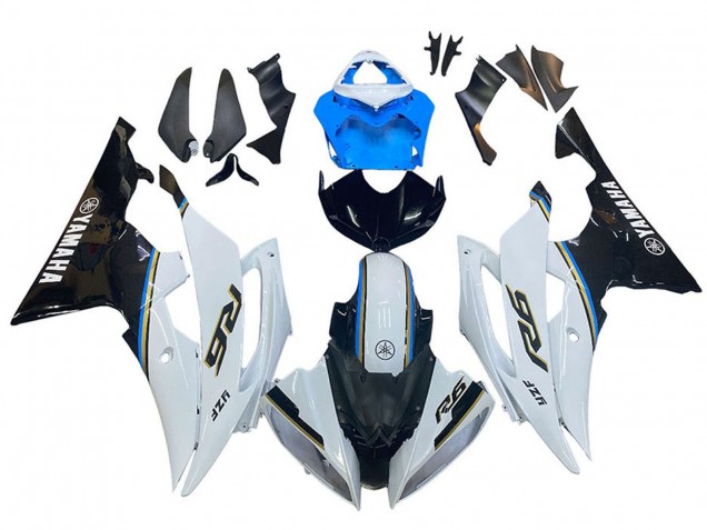 2008-2016 Yamaha YZF 600 R6 Motorcycle Fairing - White Blue Glossy Black UK