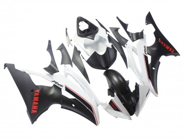 Custom 2008-2016 Yamaha YZF 600 R6 Motorcycle Fairings - White Matte Black Red Decals UK