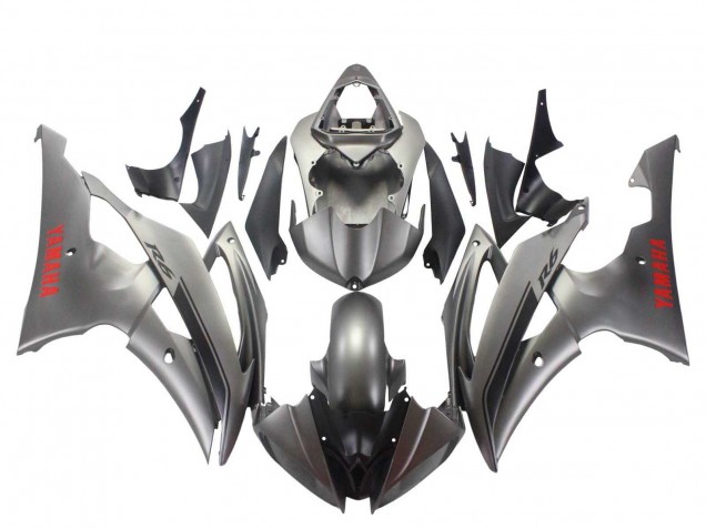 2008-2016 Yamaha YZF 600 R6 Motorcycle Fairings - Matte Grey Red Decals UK