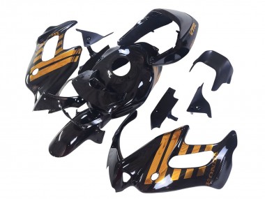 Custom 1997-2005 Honda VTR1000F Motorcycle Fairings - Glossy Black Gold UK