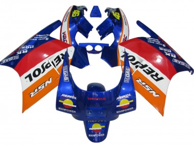Custom 1988-1989 Honda NSR250R Motorcycle Fairings - Orange White Red Blue Repsol UK