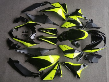 Custom 2013-2018 Kawasaki Z800 Motorcycle Fairings - Glossy Black Neon Yellow UK