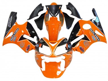 Custom 2002-2006 Kawasaki ZX12R Motorcycle Fairings - Orange Yellow Black Elf Maxton UK