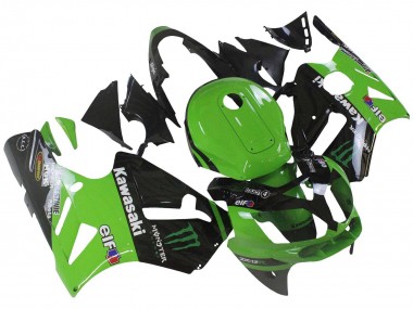 Custom 2002-2006 Kawasaki ZX12R Motorcycle Fairing - Green Glossy Black Elf Touch4 Monster UK