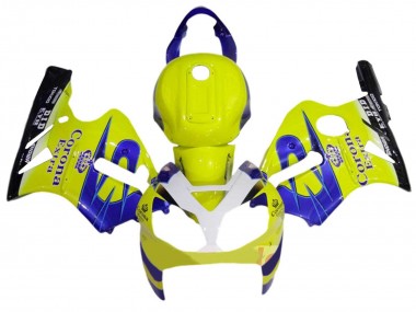 Custom 2002-2006 Kawasaki ZX12R Motorcycle Fairings - Yellow White Blue Corona Extra UK