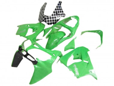 Custom 2000-2001 Kawasaki ZX9R Motorcycle Fairings - Green Black White Ninja UK