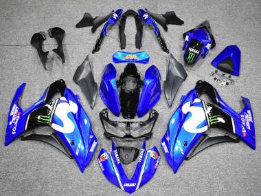 Custom 2015-2018 Yamaha YZF R3 Motorcycle Fairings - Blue Black Green Monster UK