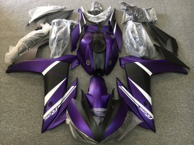 Custom 2015-2018 Yamaha YZF R3/R25 Motorcycle Fairings - White Purple Matte Black UK