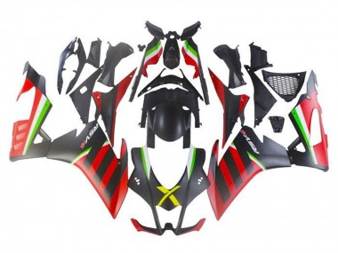 Custom 2009-2015 Aprilia RSV4 1000 Motorcycle Fairings - Matte Black Red Green Stripe UK