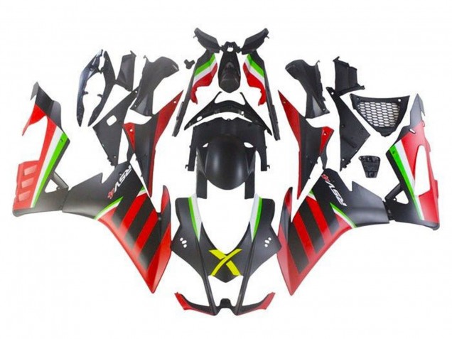 2009-2015 Aprilia RSV4 1000 Motorcycle Fairings - Matte Black Red Green Stripe UK