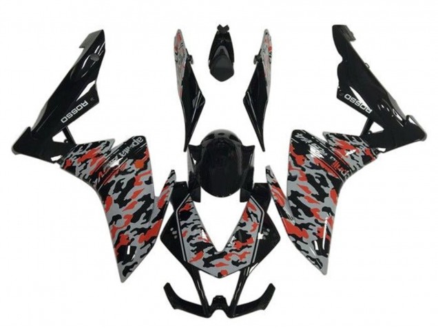 2009-2015 Aprilia RSV4 1000 Motorcycle Fairings - Black Grey Red Camouflage UK