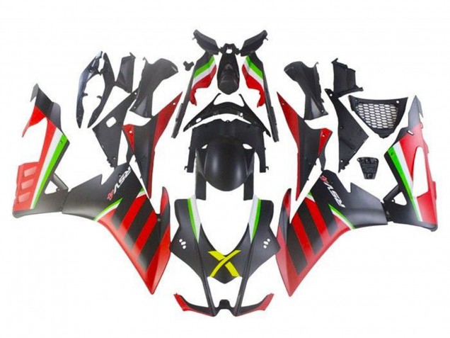2016-2020 Aprilia RSV4 1000 Motorcycle Fairings - Matte Black Red Green Stripe UK