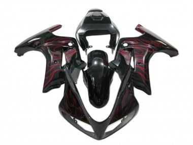 Custom 2003-2013 Suzuki SV650 Motorcycle Fairings - Glossy Black Red Flame UK
