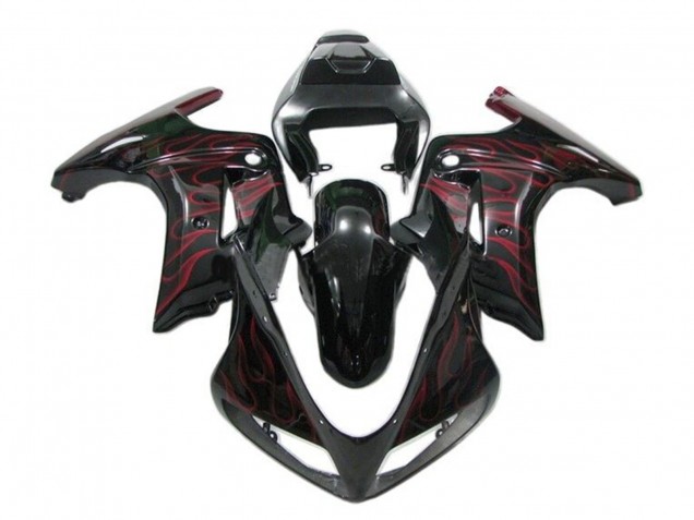 2003-2013 Suzuki SV650 Motorcycle Fairings - Glossy Black Red Flame UK
