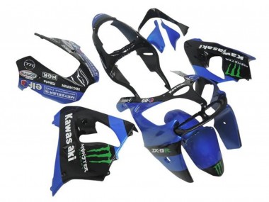 Custom 2000-2001 Kawasaki ZX9R Motorcycle Fairings - Blue Black Green Monster UK