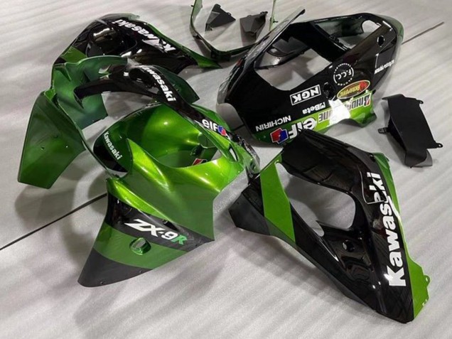 2002-2003 Kawasaki ZX9R Motorcycle Fairings - Green Black Elf UK