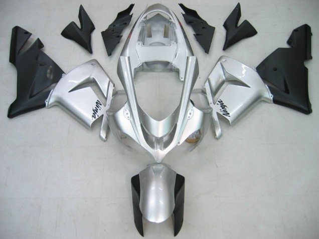 2004-2005 Kawasaki ZX10R Motorcycle Fairings - Glossy Silver Matte Black UK