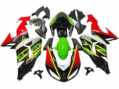 Custom 2006-2007 Kawasaki ZX10R Motorcycle Fairings - Red Green Yellow Black UK