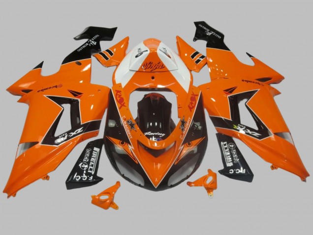 2006-2007 Kawasaki ZX10R Motorcycle Fairing - Orange White Black Racing Elf UK