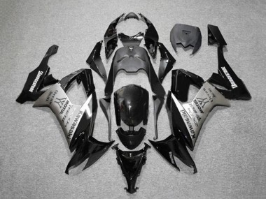 Custom 2008-2010 Kawasaki ZX10R Motorcycle Fairings - Glossy Black Grey Bridgestone Motul UK