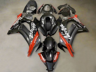 Custom 2011-2015 Kawasaki ZX10R Motorcycle Fairings - Faux Carbon Fiber Red White UK