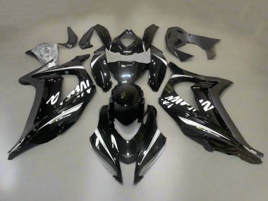 Custom 2016-2020 Kawasaki ZX10R Motorcycle Fairings - Glossy Black White Stripe UK