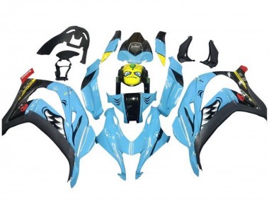 Custom 2016-2020 Kawasaki ZX10R Motorcycle Fairings - Light Blue Yellow Shark UK